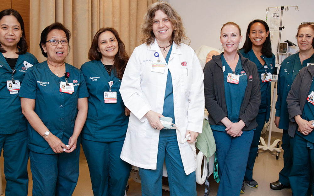 Cedars-Sinai education program coordinator, Karen Silva with nurses.