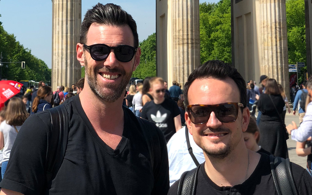 Dan Ortiz (right) with fiancé, Derek.