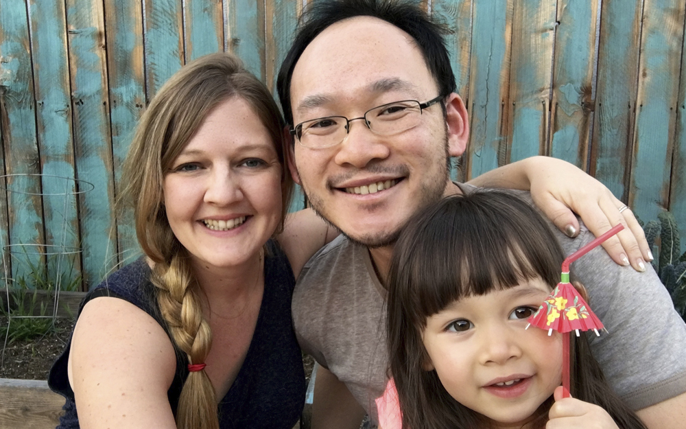 Chelsee Lowe with her husband and daughter.