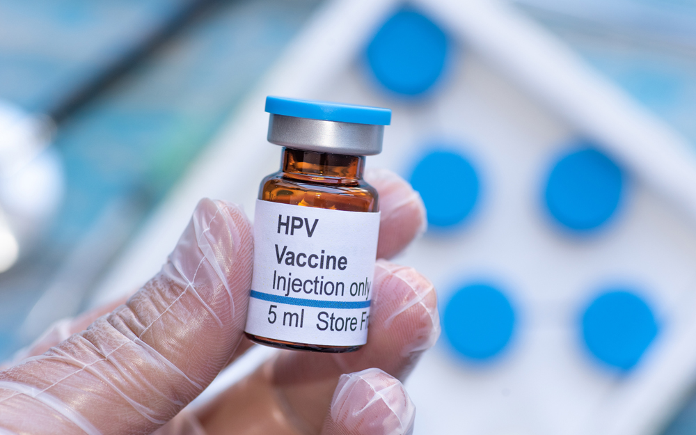 HPV vaccine vial to prevent oral cancer.