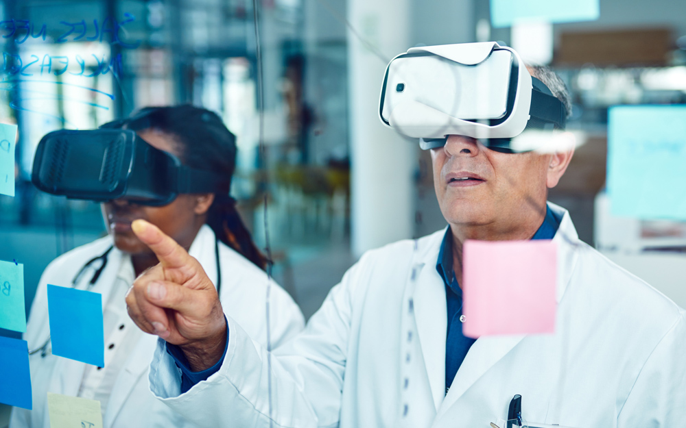 Two doctors with VR glasses on.
