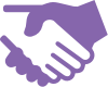Graphic icon of two hands shaking